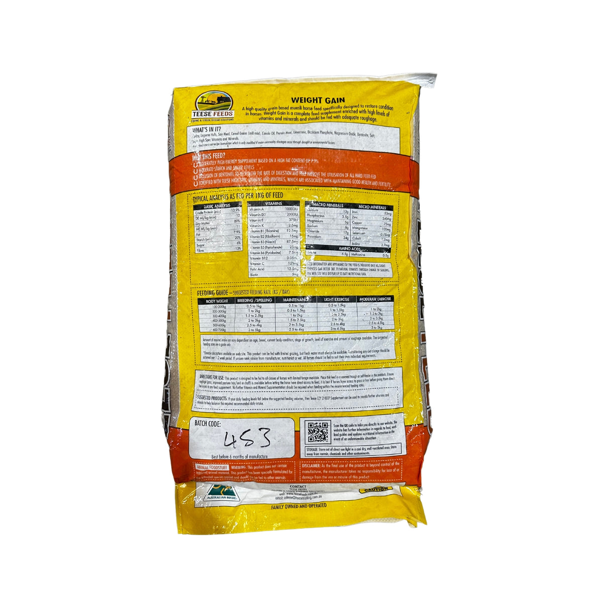 Teese Weight Gain Horse Feed 20kg Northside Produce Agency