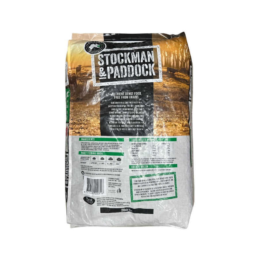 DOG FOOD STOCKMAN PADDOCK GRAIN FREE BEEF 20KG