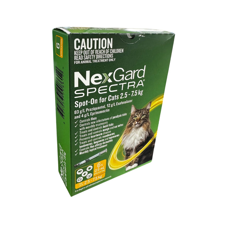 NEXGARD SPECTRA CAT GREEN 2.5 -  7.5 KG 6 PACK