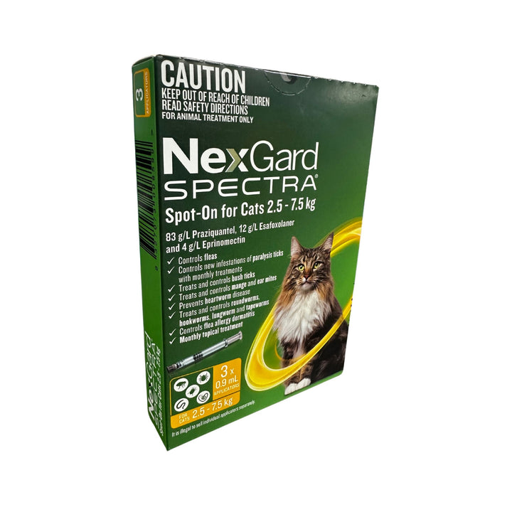 NEXGARD SPECTRA CAT GREEN 2.5 -  7.5 KG 3 PACK