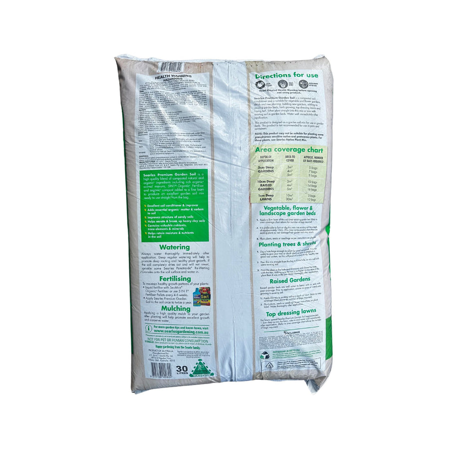 GARDEN SOIL MIX ORGANIC SEARLES 30 LITRE