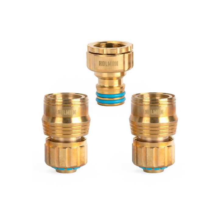 HOSE CONNECTOR SET HOLMAN BRASS 3PCE 18MM