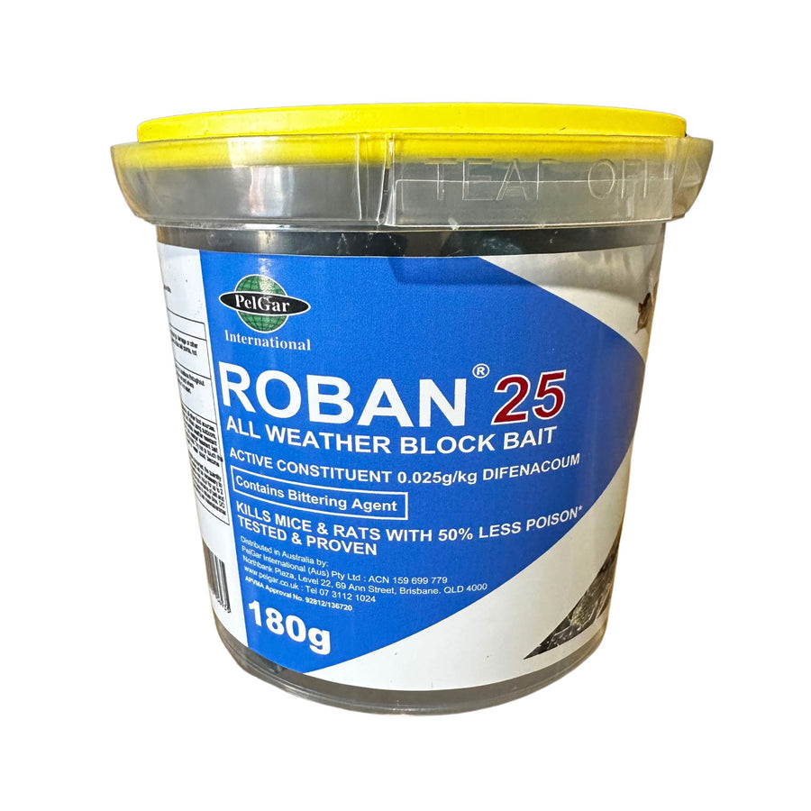 ROBAN BLUE 25 LOW TOX RODENTICIDE BLOCKS 180G