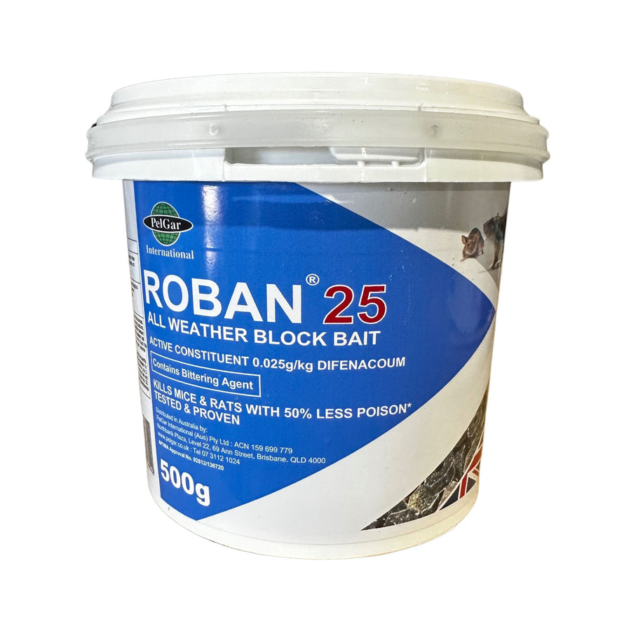 ROBAN BLUE 25 LOW TOX RODENTICIDE BLOCKS 500G