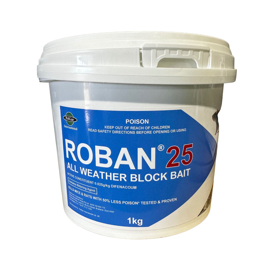 ROBAN BLUE 25 LOW TOX RODENTICIDE BLOCKS 1KG