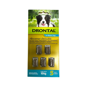 DRONTAL MEDIUM DOGS 10KG 5 CHEWS