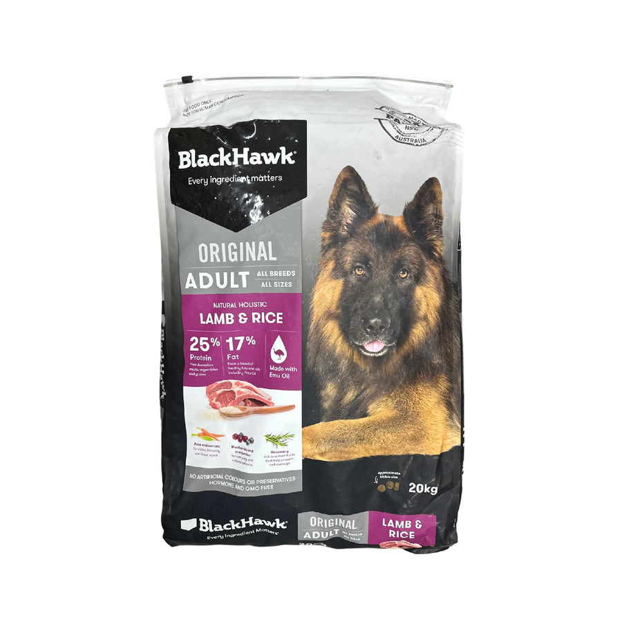 DOG FOOD BLACKHAWK LAMB & RICE 20KG