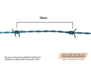 WIRE BARB 1.8mm LONG LIFE (BLUE) HIGH TENSILE x 500m (WARATAH)